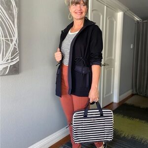 Cabi Black Tuxedo Women's Size M Parka Style #4297 Full Zip Jacket Ponte